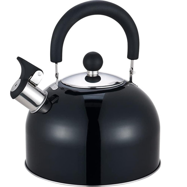 Belfry Kitchen 2.5l Black Whistling Tea Kettle Stainless Steel